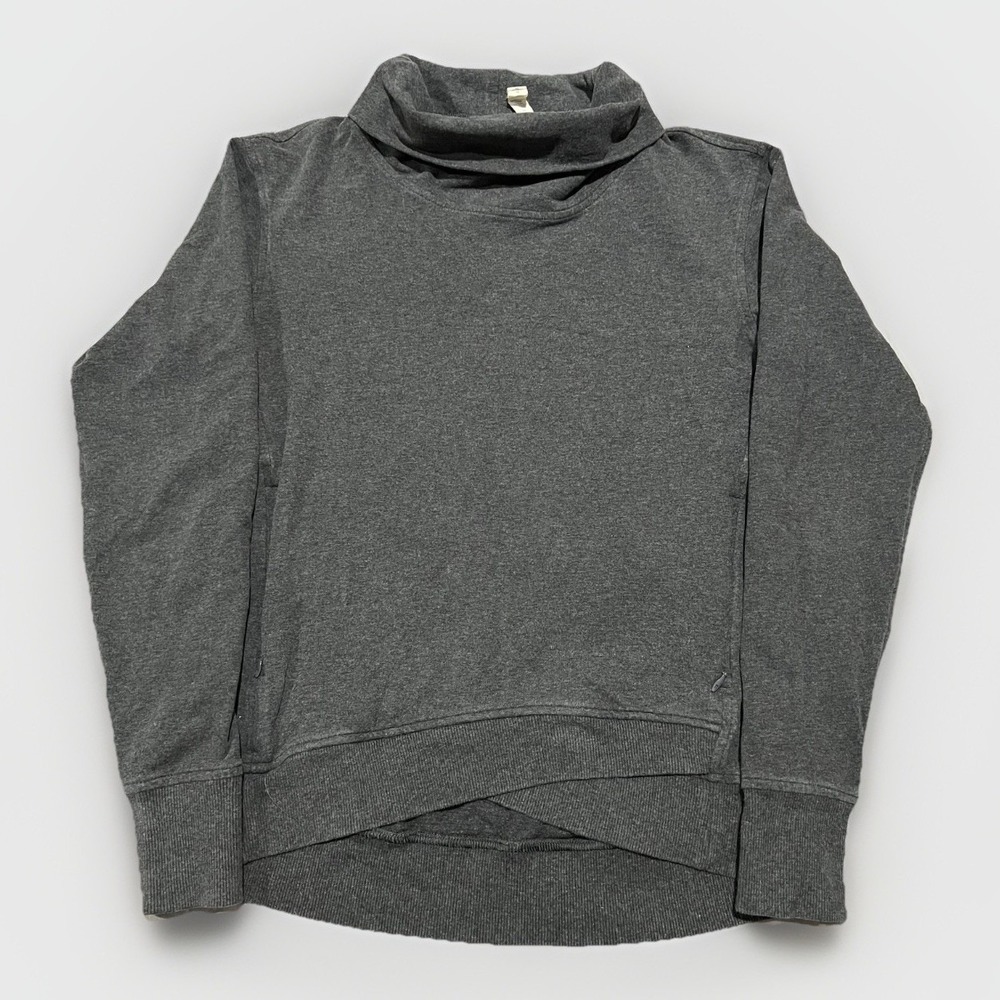 Lululemon Womens Gray Stretch Yoga Gym Scoop Funnel Neck Pullover Sweatshirt 6